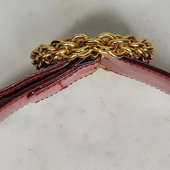 Paloma Picasso Red Leather Gold Chain Buckle Belt Made in Italy Vintage 31x2 Paloma Picasso Red Leather Gold Chain Buckle Belt Made in  main image 2